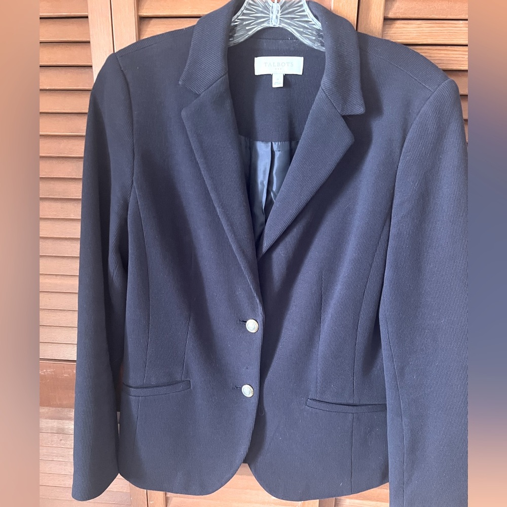 Talbots knit blazer navy blue size 8.
